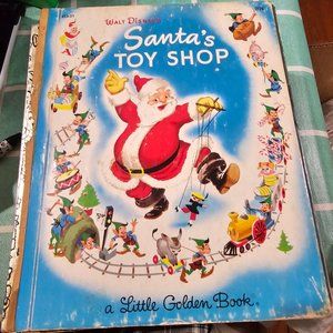 Vintage Christmas Little Golden Book Santa's toy shop